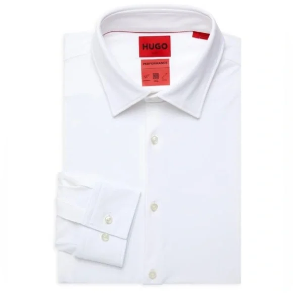 Hugo Boss Men's Kenno White Dress Shirt - Open White - Size 17 Hugo Boss Men's Kenno White Dress Shirt - Open White - Size 17